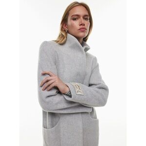 Aritzia Wilfred The Cocoon Long Trench Coat Wool Cashmere Heather Light Grey 2XS